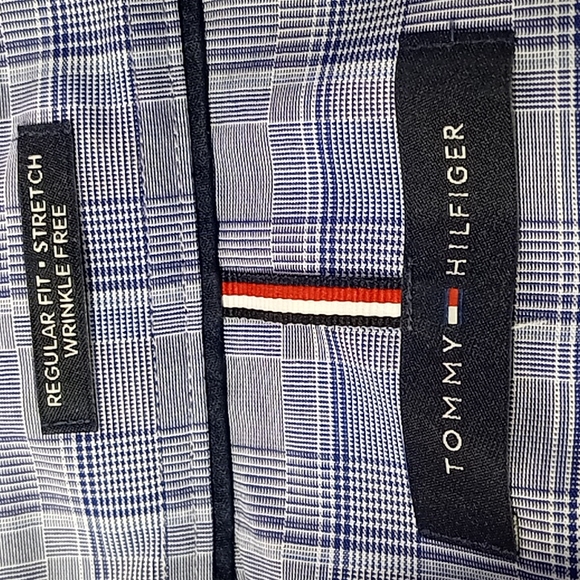 Tommy Hilfiger Blue Plaid Button Up Shirt Men's Size 2XL Wrinkle Free - Picture 12 of 16